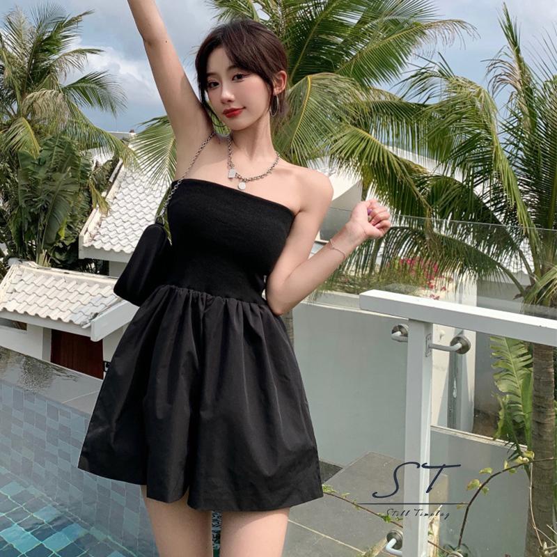 Bộ Áo Liền Quần Hai Dây Hở Lưng Màu Trơn Thời Trang Mùa Hè CY03