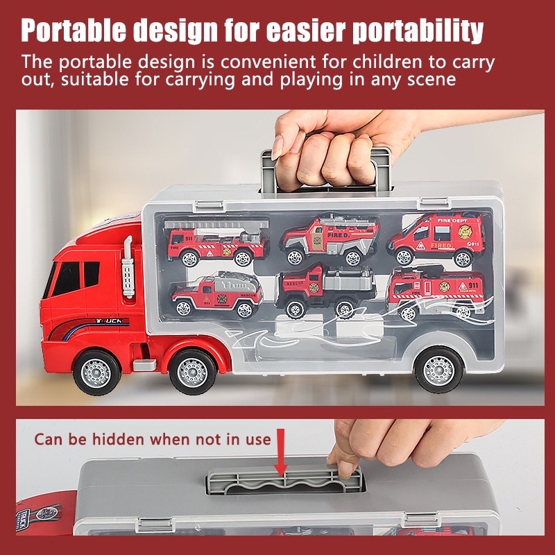 Xe ô tô 6in1, bộ sưu tập xe ô tô đồ chơi set 1 xe lớn chứa 6 xe nhỏ