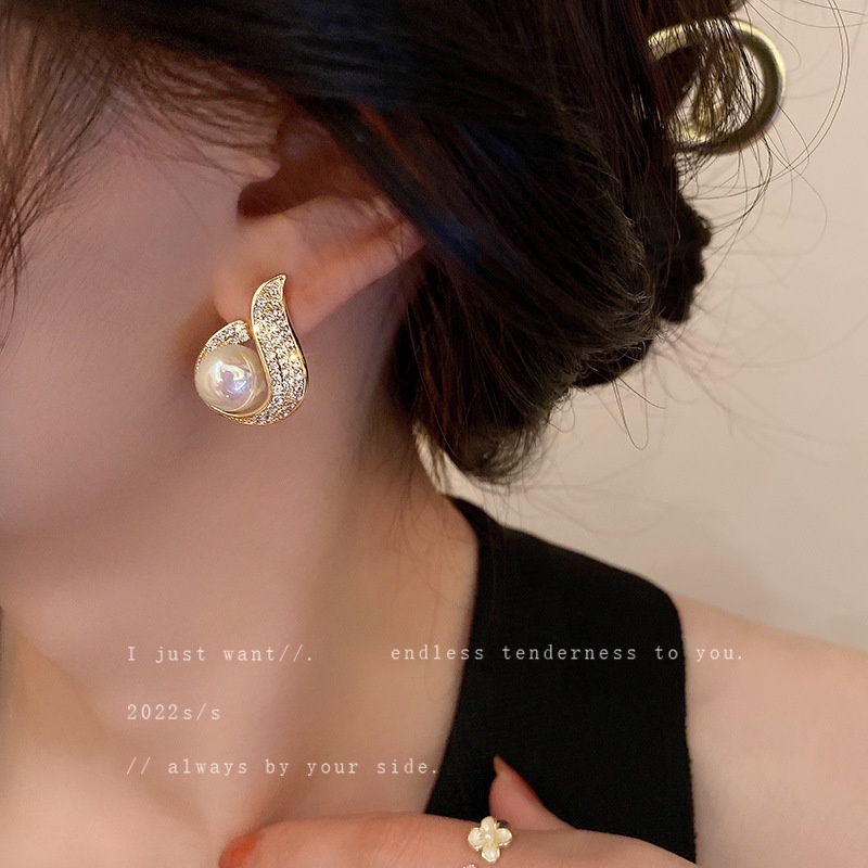 Bông Tai Hình Giọt Nước Đính Đá Zircon Thời Trang Hàn Quốc Cho Nữ