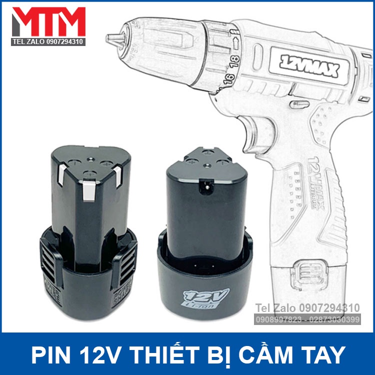 Pin máy khoan thiết bị cầm tay 12V 2000mah - khe pin loại B