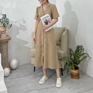 Đầm váy freesize sơ mi form dài 2 màu