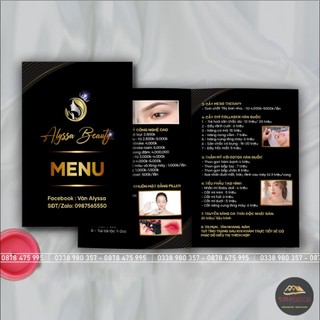 Bảng menu /bảng giá dịch vụ thẩm mỹ/spa/nail/phun xăm đủ kích thước a4,a5,a6 - giấy c300 bền đẹp