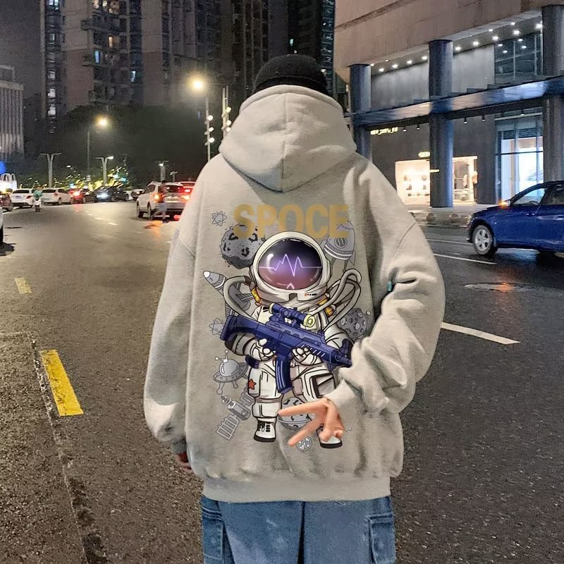 Áo Hoodie Dáng Rộng Tay Dài In Hình Phi Hành Gia Hoạt Hình Thời Trang Mùa Thu Cho Nam Và Nữ