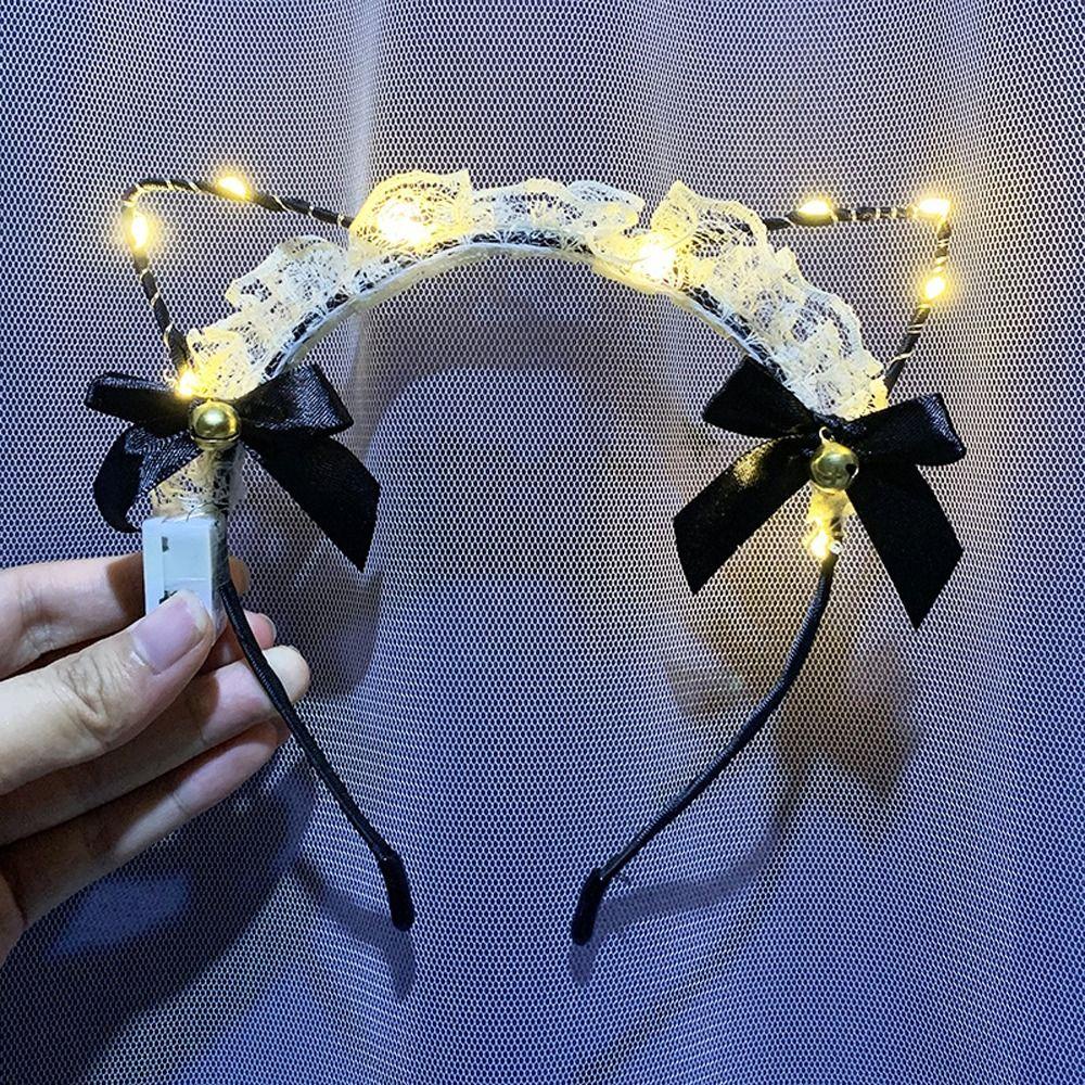 Băng Đô Tai Thỏ Có Đèn LED Dễ Thương Cho Bé Gái Hóa Trang