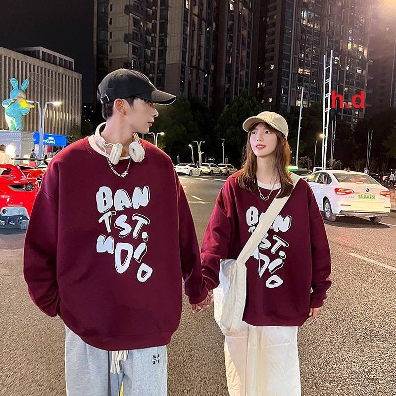Áo Sweater cặp đội nam nữ chữ trắng BAN TST dài tay thời trang hàn quốc