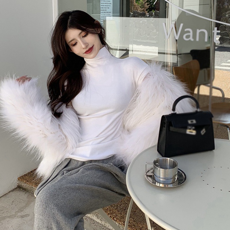 Áo Thun Tay Ngắn Cổ Lọ Màu Sắc Đơn Giản Phong Cách Hàn Quốc