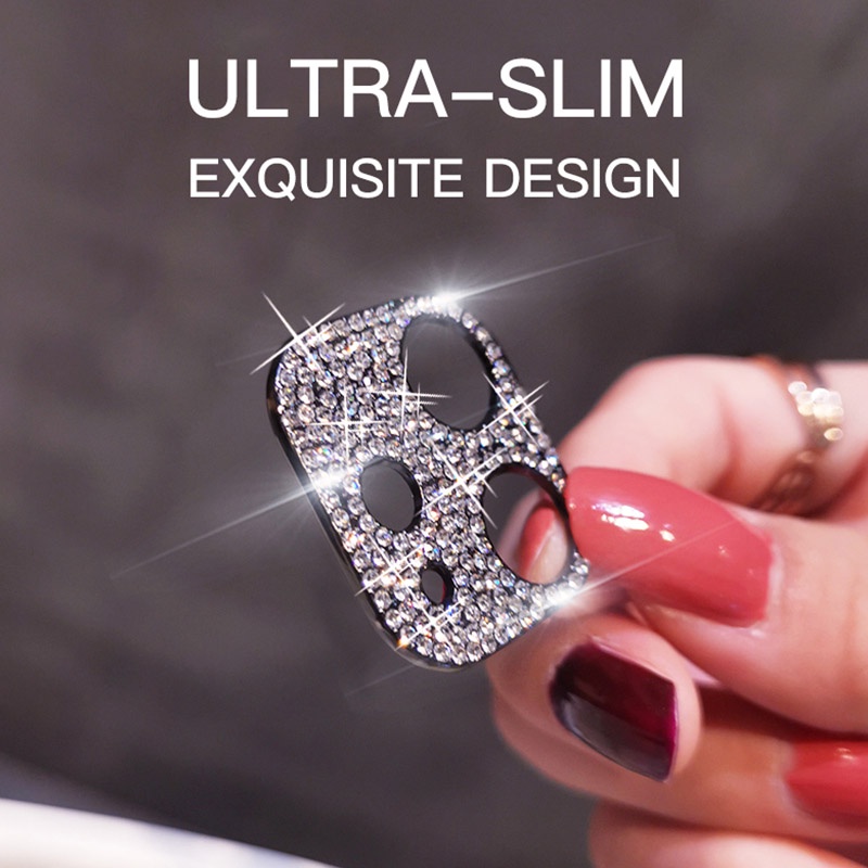 Ốp Điện Thoại Đính Kim Cương Lấp Lánh Bảo Vệ Camera Cho IPhone 13 12 11 14 Pro Max 12 13 Mini 14 Plus 14Pro