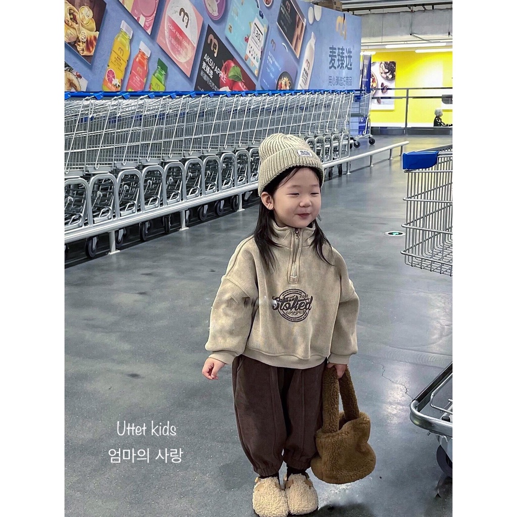 ÁO SWEATER LÓT NHUNG PHONG CÁCH HÀN QUỐC RẤT ĐẸP CHO BÉ GÁI VÀ BÉ TRAI