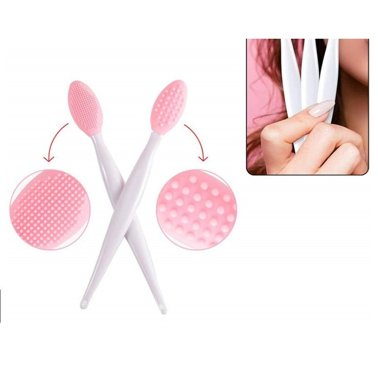 Bàn chải silicon cầm tay hai mặt giúp loại bỏ mụn đầu đen hiệu quả