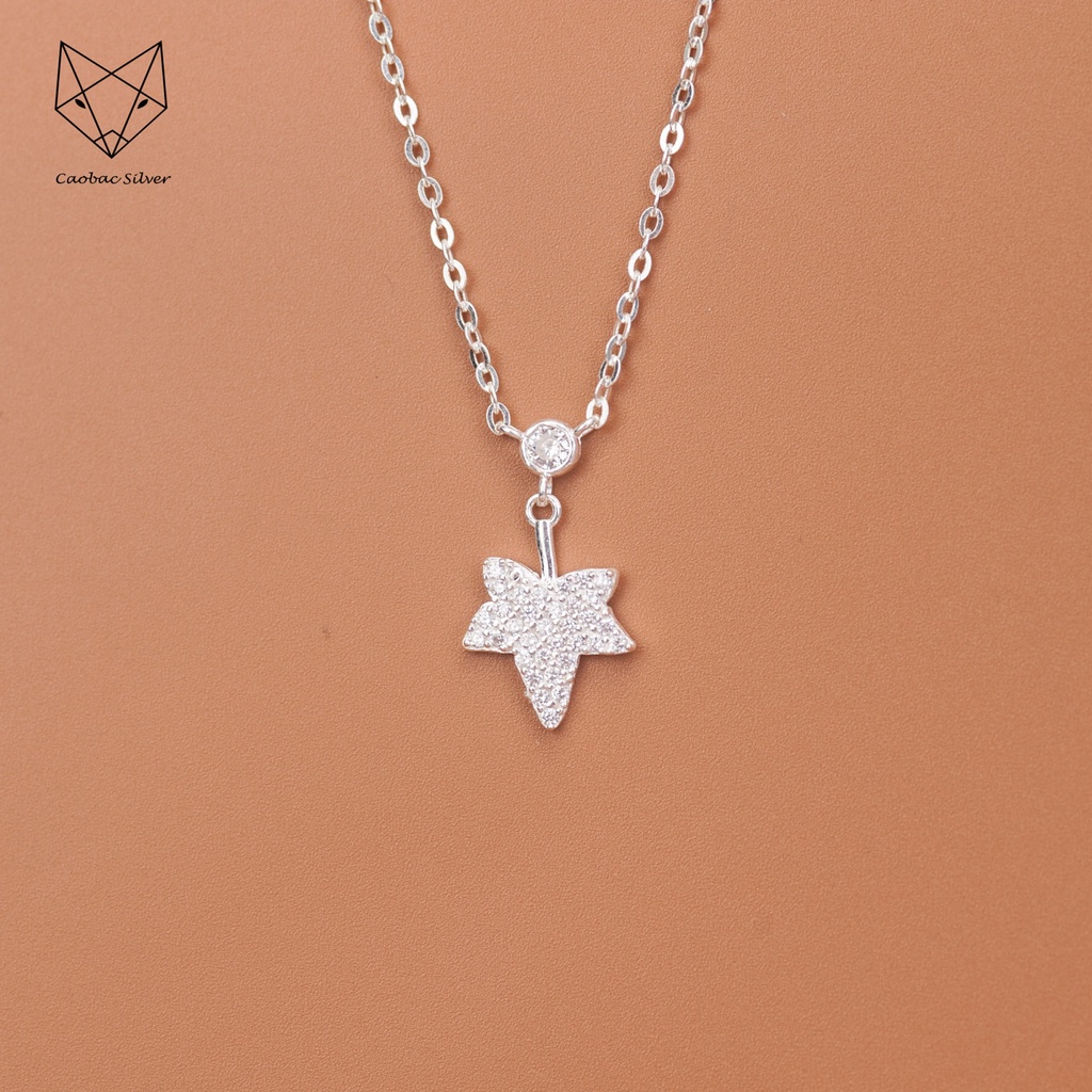 Dây Chuyền Bạc Ta Cao Cấp CaoBac Silver Lá Phong Đá Hoạ Tiết  Lấp Lánh Nhẹ Nhàng, Thanh Lịch Làm Quà Tặng Cho Bạn Gái