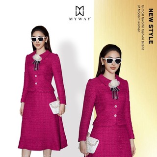 Sét áo vest dạ và chân váy vest dạ tweed my way dáng xòe cao cấp 5mvb0239 - 1mcab242