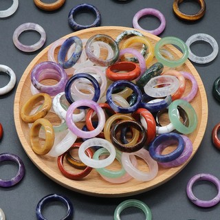  Mã Não Tự Nhiên Vòng Đá Tròn Ngón Tay Trang Sức Phụ Kiện Đá lepidolite Hoa Hồng Thạch Anh Nhẫn 18-20mm Kích Thước Bên Trong 
