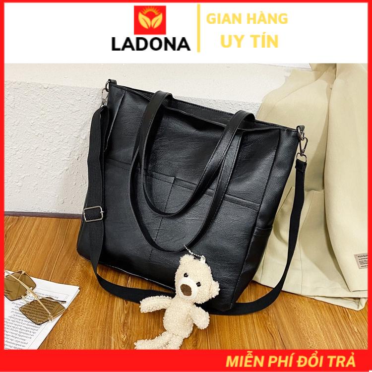 Túi TOTE Da cho Nữ xách tay đeo chéo phù hợp công sở đi học đi làm cỡ lớn vừa A4 thời trang cao cấp đẹp LADONA