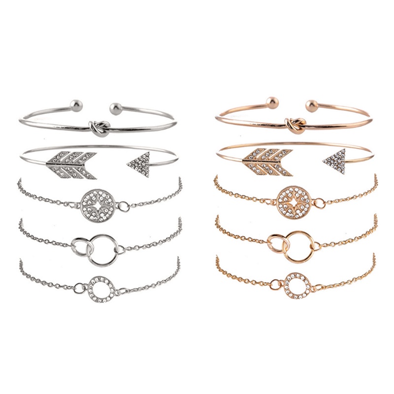 Set 5 Vòng Tay Hợp Kim Nhiều Lớp Thời Trang Cho Nữ