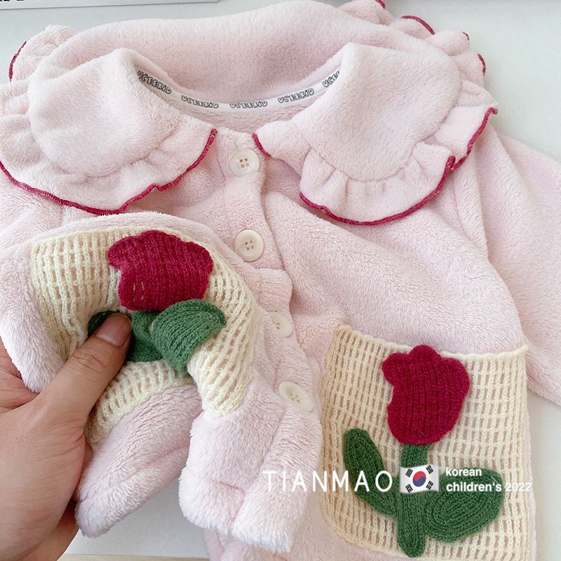 Bộ Đồ Ngủ Lông Cừu San Hô Dày Dặn Phong Cách Phương Tây Thời Trang Thu Đông 2022 Mới Cho Bé Gái