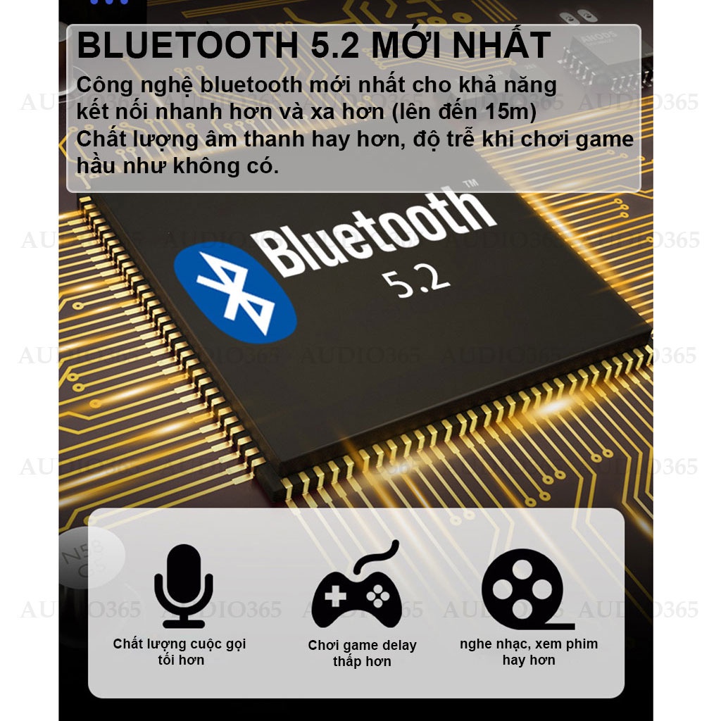 Tai Nghe Bluetooth Không Dây S10 Plus Kiêm Sạc Dự Phòng 2000mAh, Bass Mạnh, Nút Cảm Ứng, Âm Thanh HIFI, Có Mic Nghe Gọi.