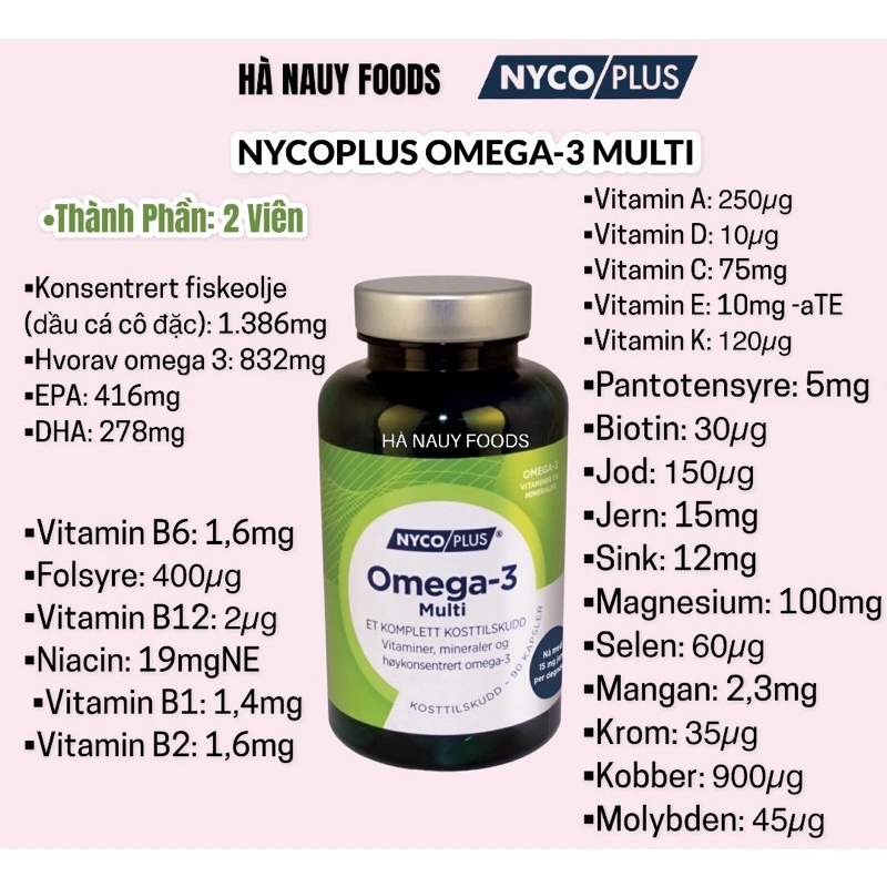 Dầu Cá Tổng Hợp NYCOPLUS MULTI DHA EPA OMEGA-3 90 VIÊN