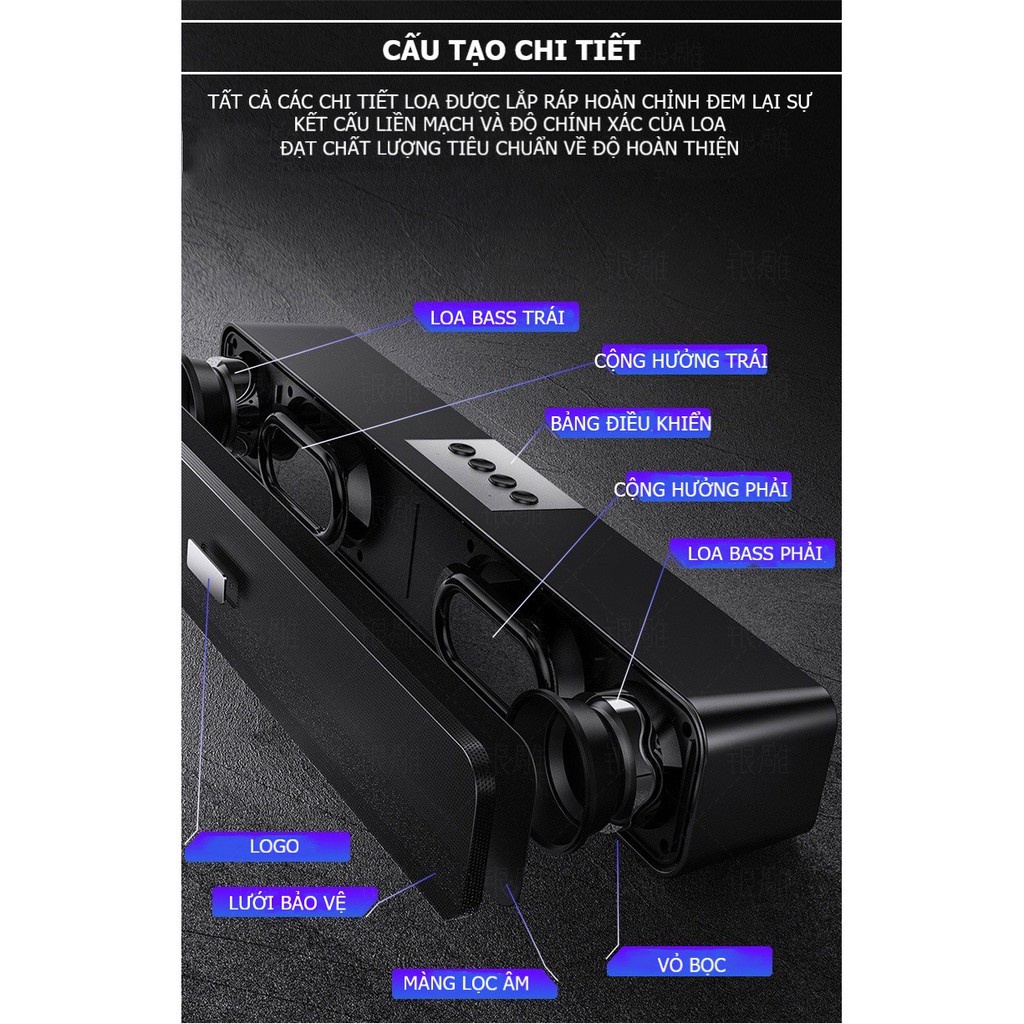 Loa Bluetooth Không Dây A36 PRO Cao Cấp, Tặng Kèm Jack AUX 3.5, Bass Cưc Mạnh Âm Thanh Siêu Đã Tương Thích Mọi Thiết Bị