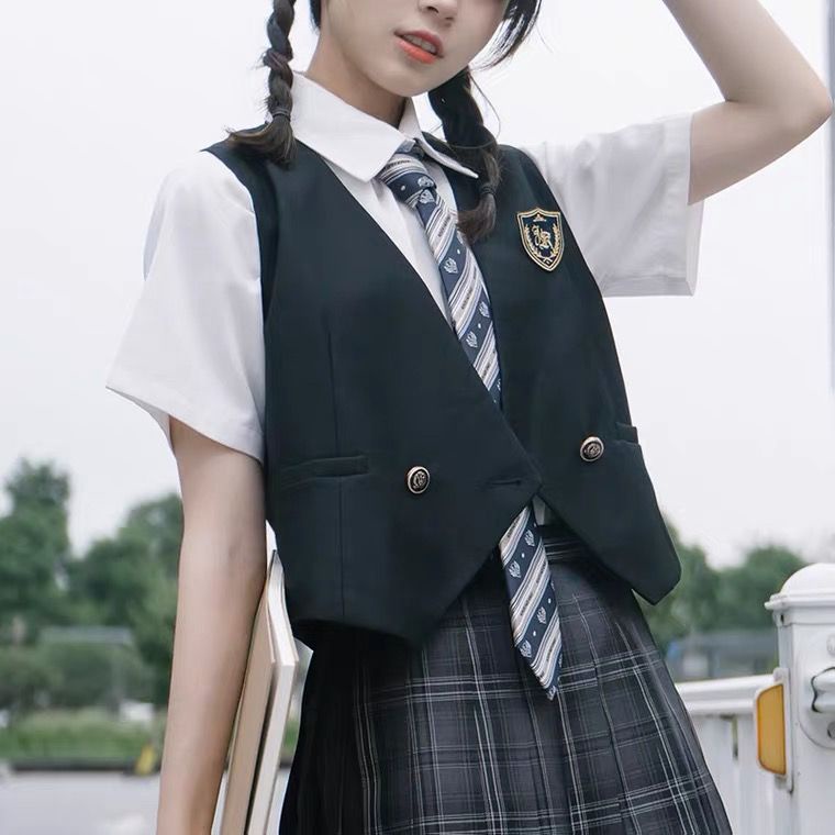 blazer nữ bigsize dày áo khoác hàn quốc Ye Zijiang Áo Khoác vest Đồng Phục Học Sinh Nhật Bản Màu Đen Thời Trang Xuân Thu Chính Hãng jk Cho Nữ