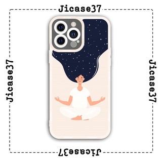 Ốp lưng iphone và samsung xiaomi oppo cạnh vuông Jicase yoga thiền định