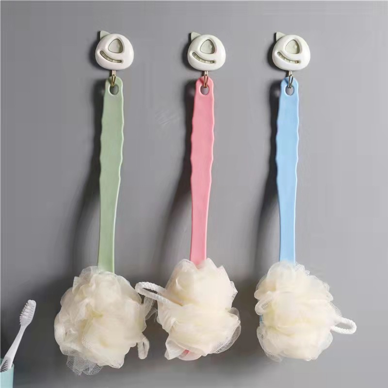 Cây Cọ Lưng 2 Đầu Bông Vải Lưới và Lông Bàn Chải, Chà Lưng Kèm Bông Tắm H012