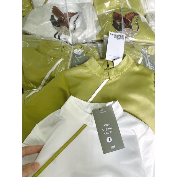 Áo dài bé trai chất nhung tăm 9-20kg