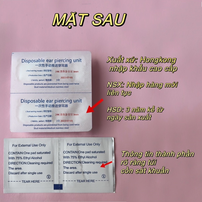 Bấm lỗ tai không đau cho bé người lớn vô trùng hàng chuẩn DaLiA Jewelry dùng 1 lần bấm khuyên tai trẻ sơ sinh tại nhà
