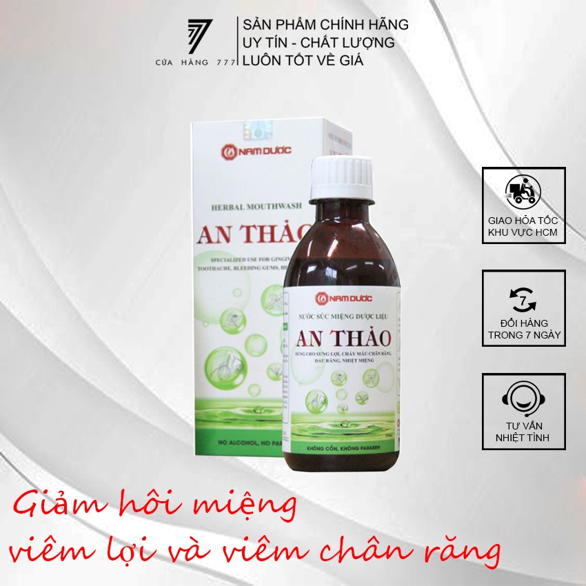 Nước súc miệng dược liệu An Thảo chai 250ml