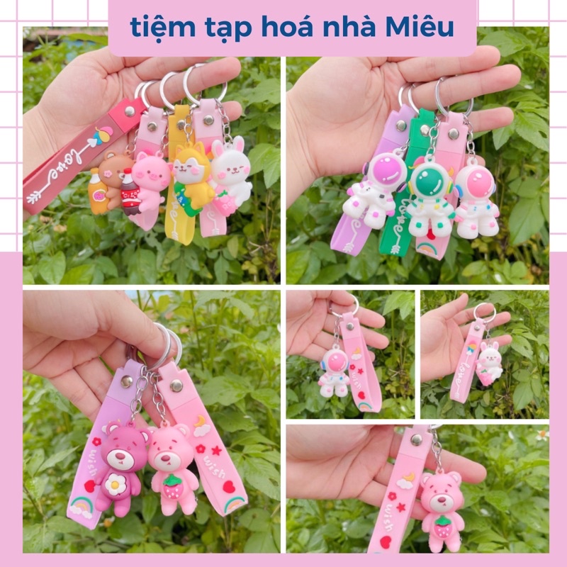 Móc khoá gấu dâu, hình con vật, phi hành gia dễ thương - Quà tặng bạn gái, người yêu, bạn thân - tiệm tạp hoá nhà Miêu