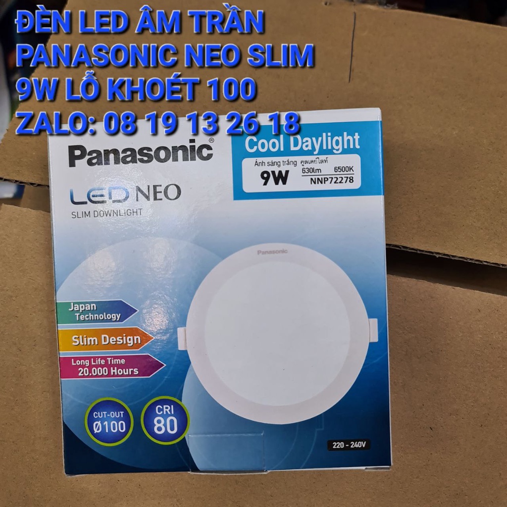 Đèn âm trần Panasonic 9W/D100 Neo Slim, mã NNP72279, NNP72278, NNP72272, chính hãng bảo hành 2 năm