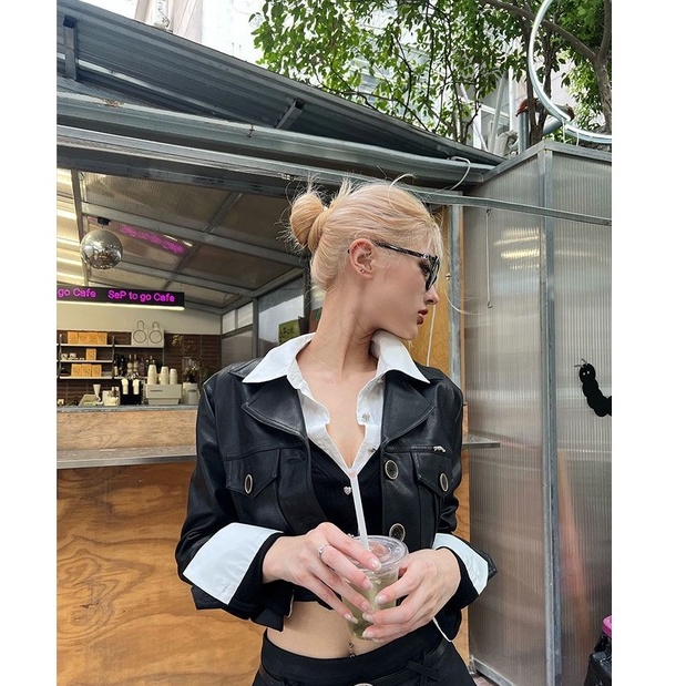 Set Áo Sơ Mi Dáng Ngắn + Quần Dài Cá Tính Trẻ Trung Phong Cách