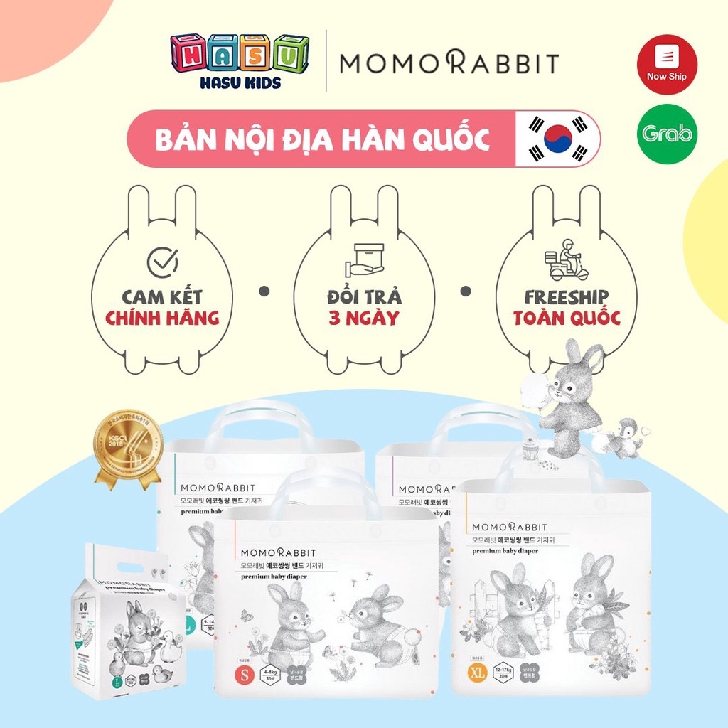 NỘI ĐỊA HÀN Bỉm Quần Dán Thỏ MOMORABIT chuẩn nội địa Hàn Quốc đủ size S36