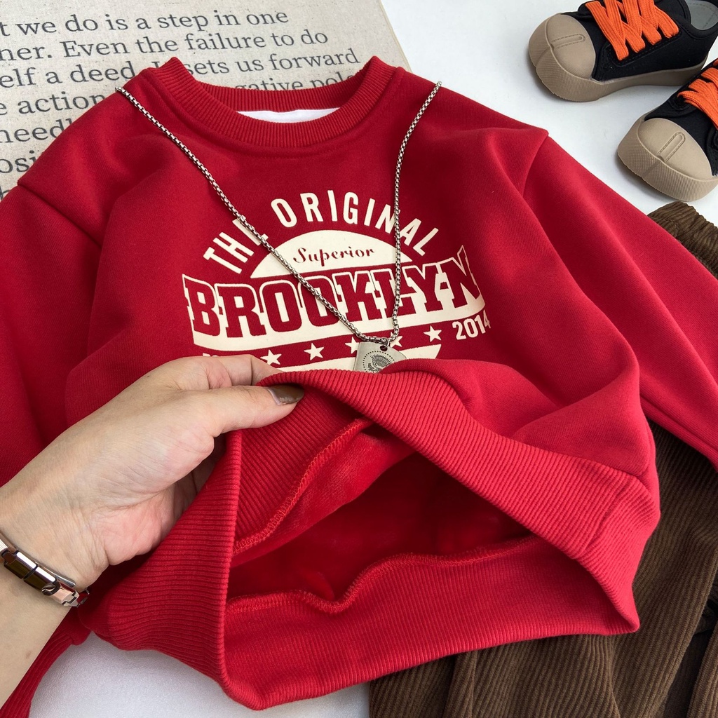 Áo Nỉ Lót Lông Cừu Thời Trang Thu Đông Cho Bé Trai