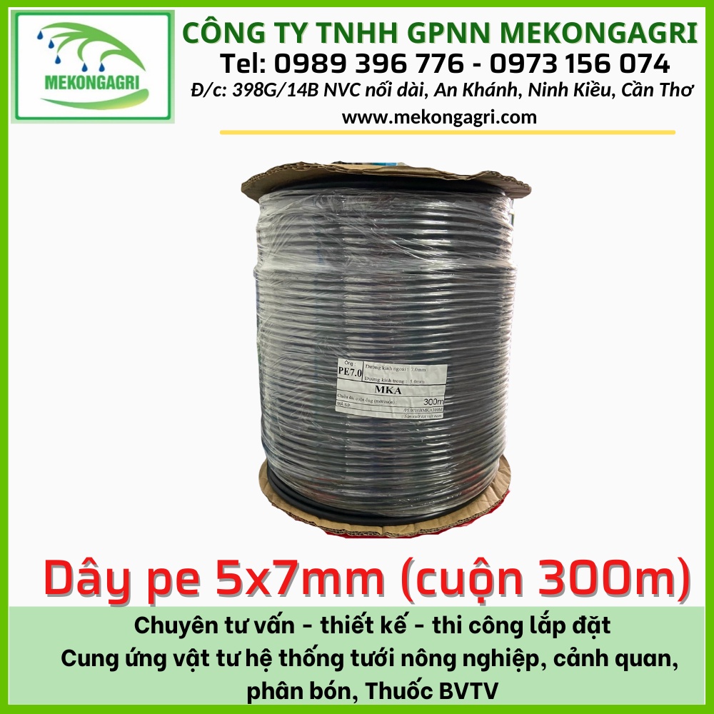 Dây tưới PE 5x7mm - Dây nối béc tưới - 50 mét