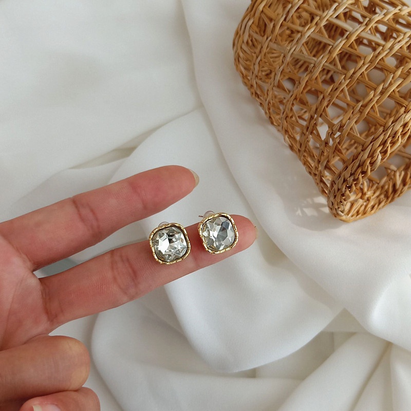 Bông Tai Mạ Bạc 925 Đính Pha Lê Đơn Giản Thanh Lịch