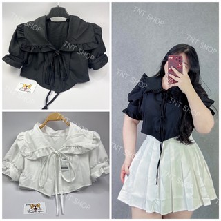 Áo croptop cổ bèo sen thắt nơ