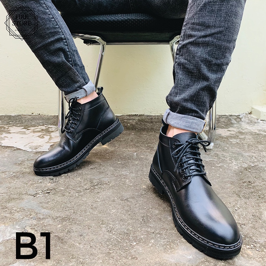 Giày đốc nam cổ lửng da bò nguyên tấm Bảo hành 24 tháng