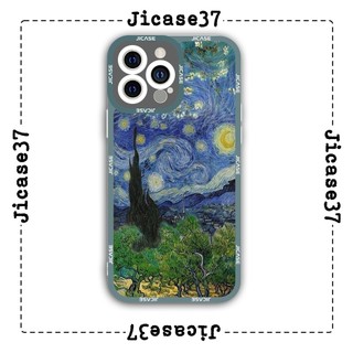 Ốp lưng iphone và samsung xiaomi oppo cạnh vuông Jicase Bầu trời đêm Van Gogh 