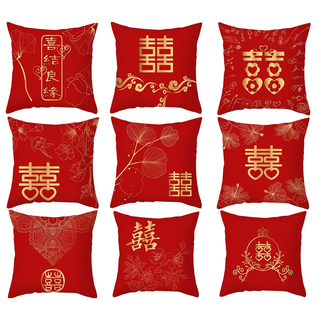 Vỏ GốI cotton MàU Đỏ 45X45.50X50.60X60.70X70.Vỏ Gối Hình Vuông Dùng Trang Trí Tiệc Cưới