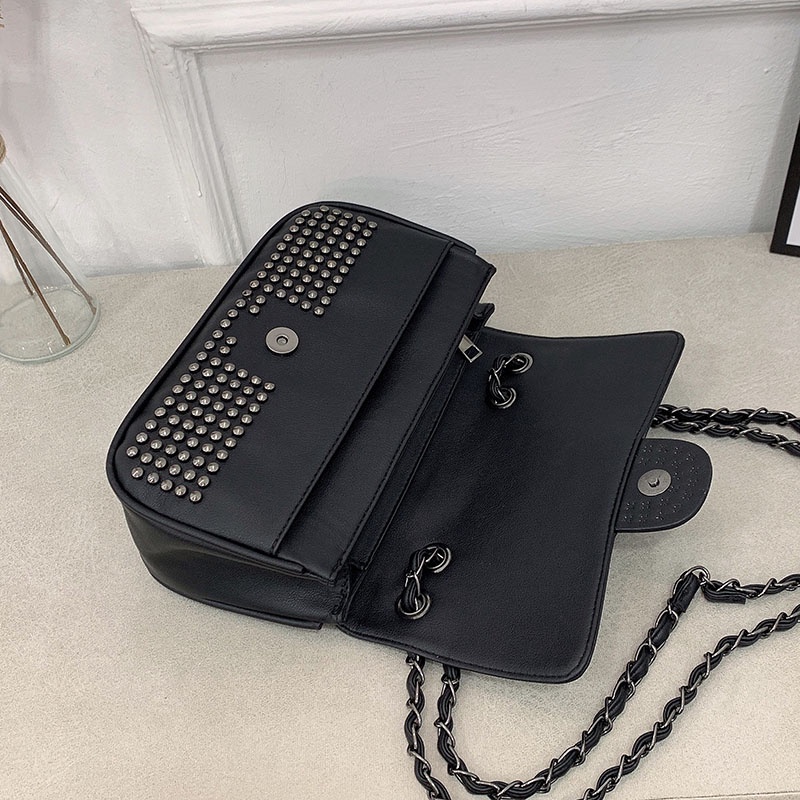 Túi Đeo Chéo Nhỏ Hình Vuông Đính Đinh Tán Thời Trang Đường Phố Cho Nữ