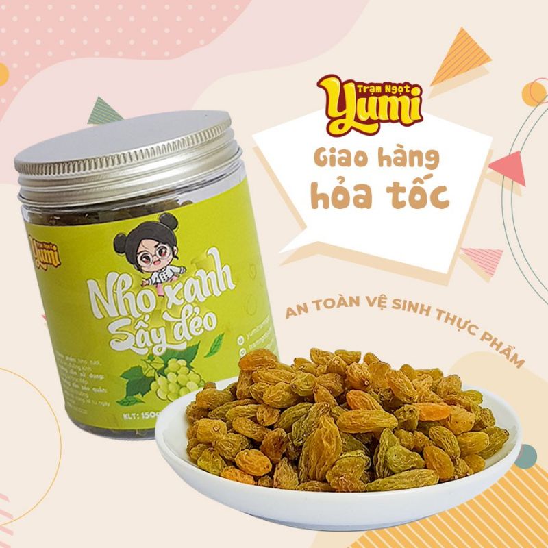Nho xanh sấy dẻo Ô mai Yumi hoa quả khô chua ngọt ăn vặt trái cây thơm ngon