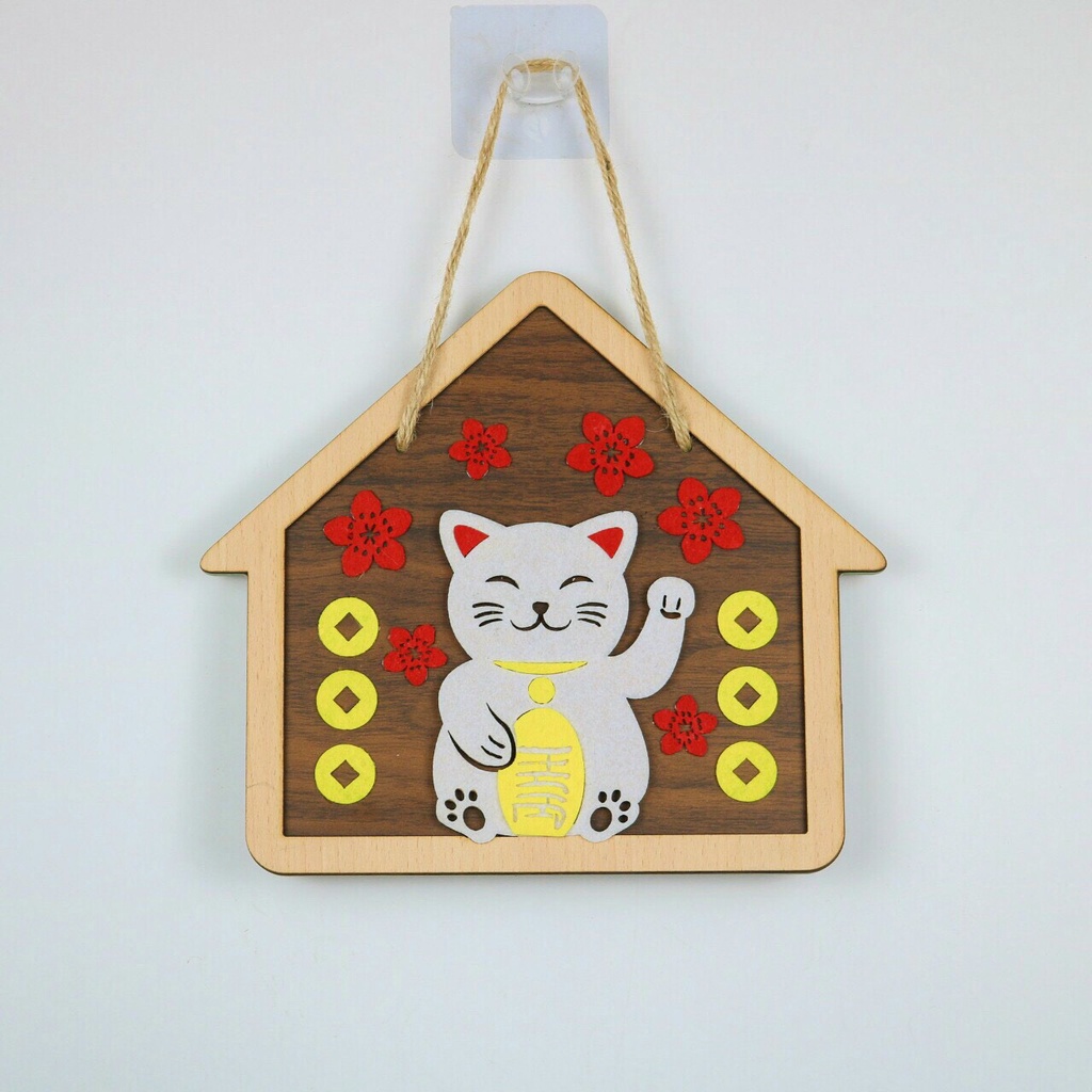 Bảng Gỗ Decor MÈO THẦN TÀI Treo Tường, Cửa, Trang Trí Gia Đình, Cửa Hàng, Văn Phòng MỘC DECOR CH27