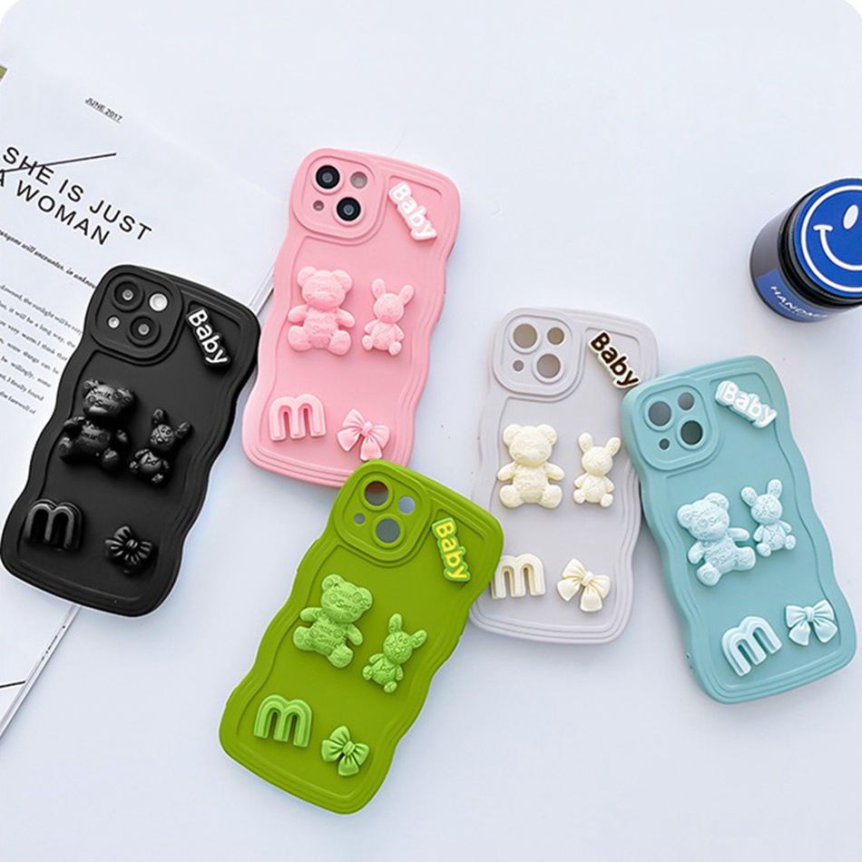 Ốp Điện Thoại Silicon Dẻo Hình Gấu 3D iPhone 14 13 11 12 Pro MAX Mini 6 6s 7 8 Plus 7plus 8plus 6plus 7 + 8 + X XR XS MAX 11Pro