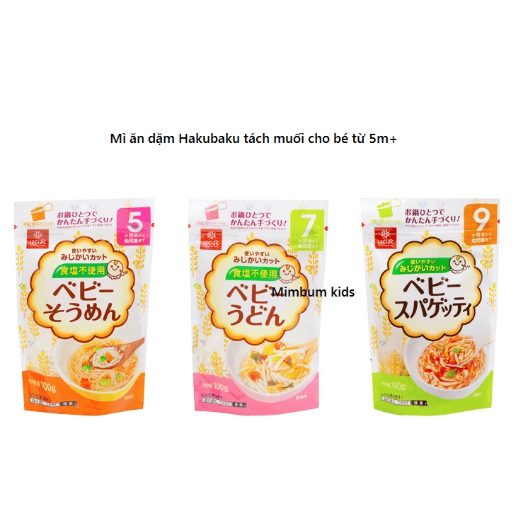 Mì Somen HAKUBAKU tách muối100g Cho Bé ăn dặm 5,7,9m