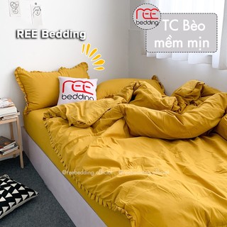 Bộ chăn ga gối REE Bedding CTC90 Cotton TC trơn vàng đủ size giường nệm