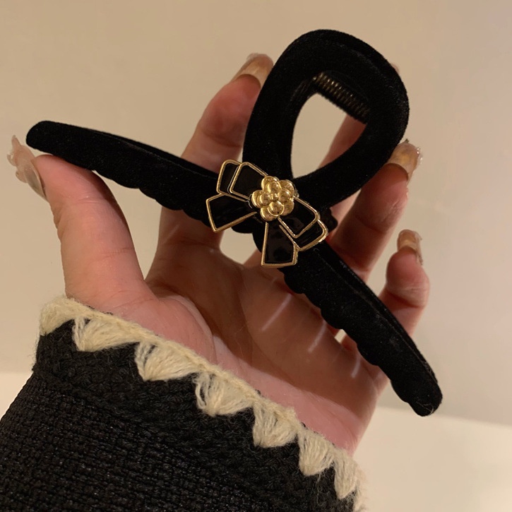 Kẹp Tóc Nơ Bằng Nhung Đen Cỡ Lớn Phong Cách Pháp Cổ Điển Thời Trang