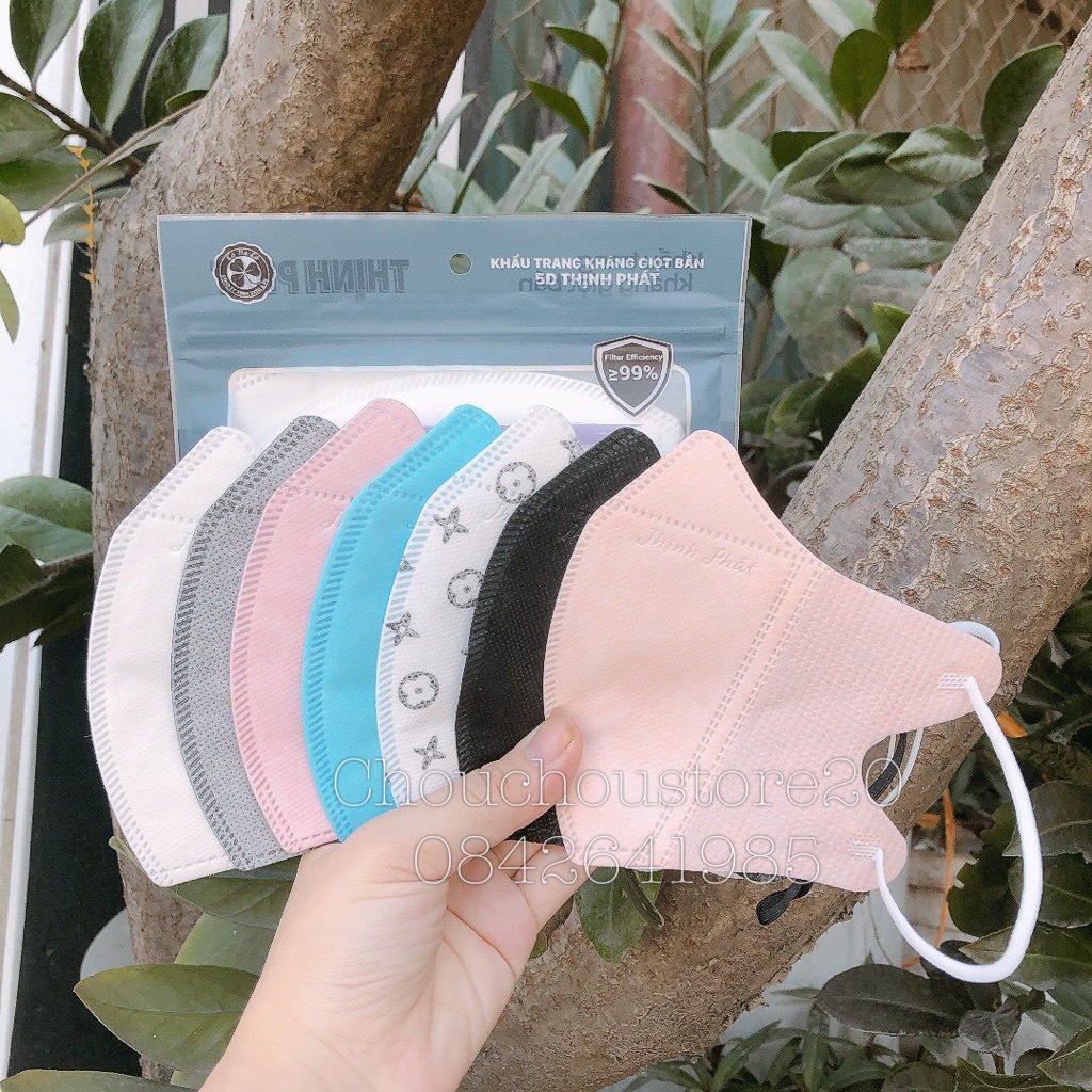 10-50 Chiếc Khẩu Trang 5D Mask Hãng Thịnh Phát Dạng Túi Nhiều Màu Sắc, Kháng Khuẩn, Ôm Mặt, Không Đau Tai
