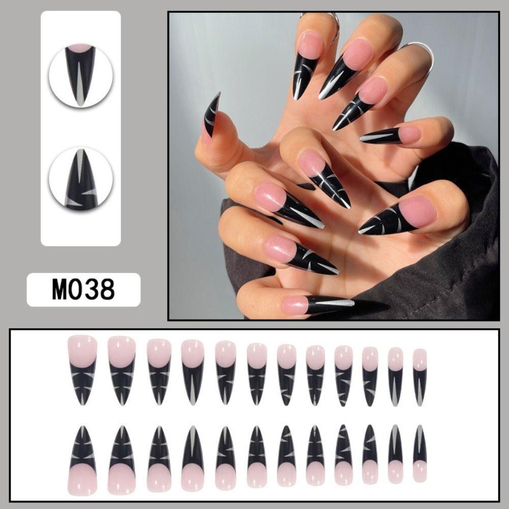 Bộ 24 Móng Tay Giả Màu Gradient Tráng Gương Phủ Toàn Diện DIY