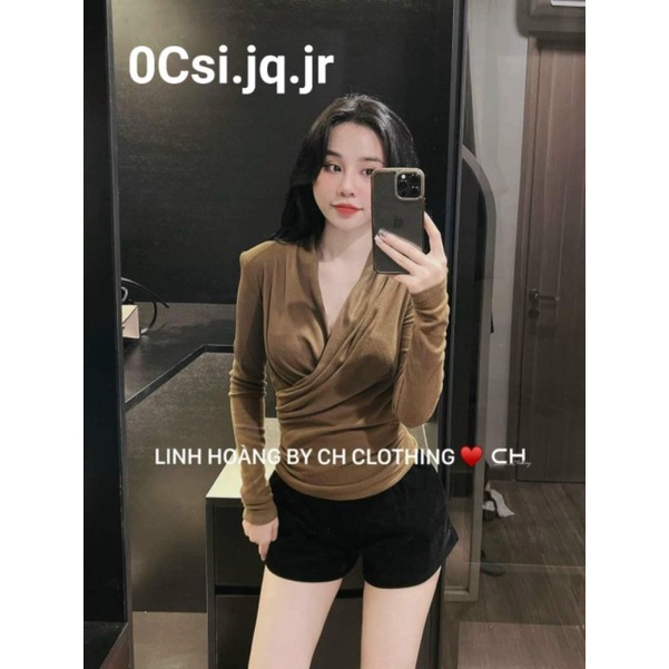 🦋 ÁO LEN CỔ ĐẮP CHÉO RÚM SƯỜN QC