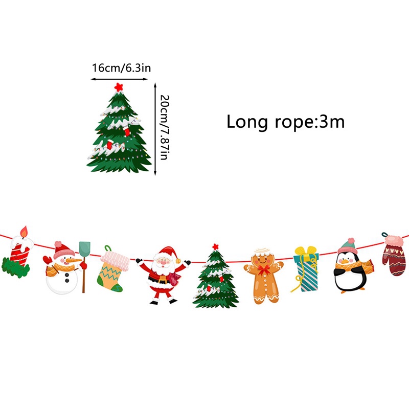 Dây Treo Trang Trí Giáng Sinh 3M Hình Ông Già Noel / Người Tuyết / Nai Sừng Tấm